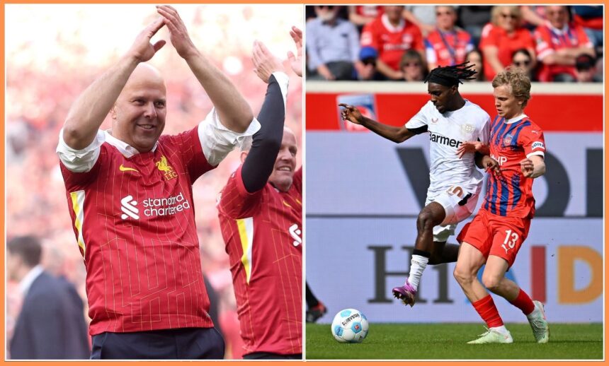 Arne Slot and Jeremie Frimpong