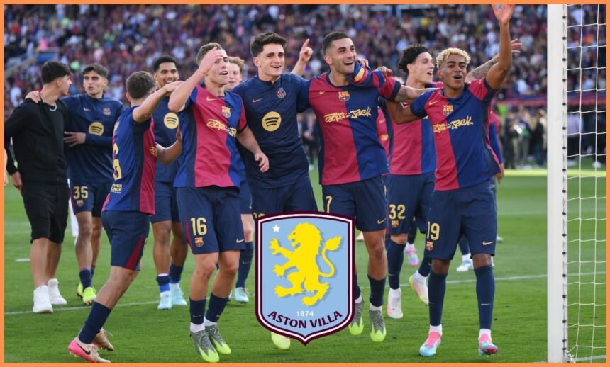 Barcelona players celebrate after beating Real Madrid