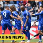 Bilal El Khannouss celebrates with his Leicester City teammates