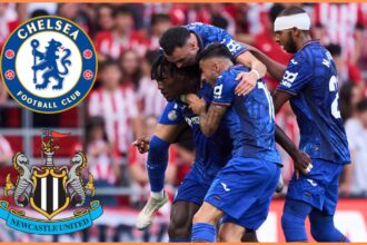 Christantus Uche celebrates with his Getafe teammates