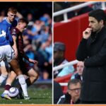 Liam Delap and Mikel Arteta