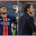 Desire Doue, Simone Inzaghi and Federico Dimarco
