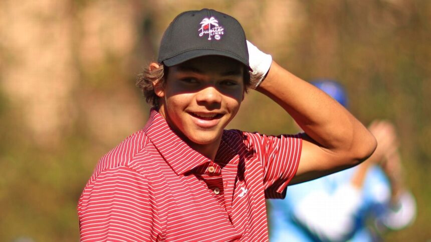 Charlie Woods Card 6 Under 66 wins first career AJGA title