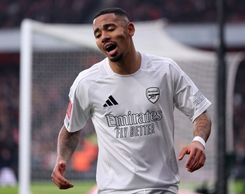 Gabriel Jesus in action for Arsenal in the FA Cup