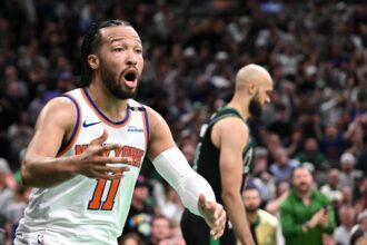 Jalen Brunson is speechless and forced to apologise after reporters confront him with nasty stats when losing Game 5