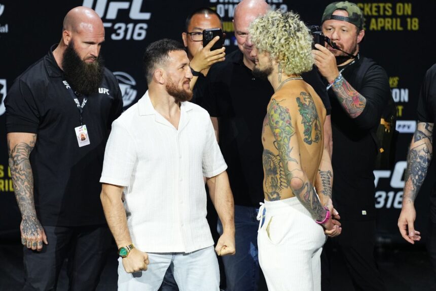 Merab Dvalishvili and Sean O'Malley staredown
