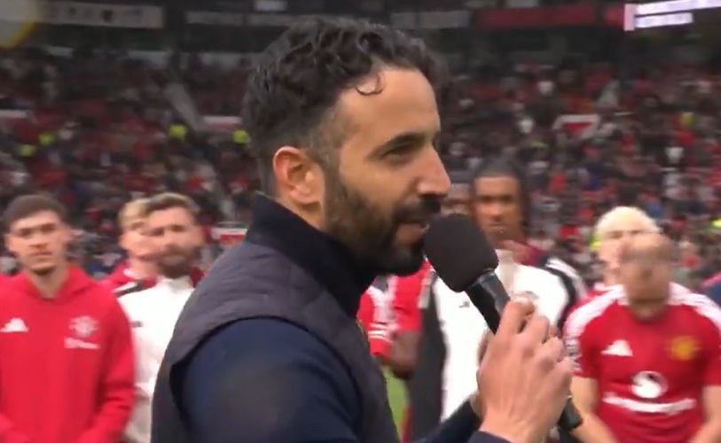 Manchester United boss Ruben Amorim speaks to Old Trafford fans with promises of better things to come (video)