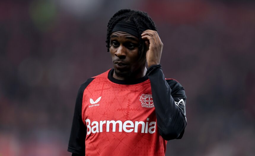 Jeremie Frimpong in action for Bayer Leverkusen