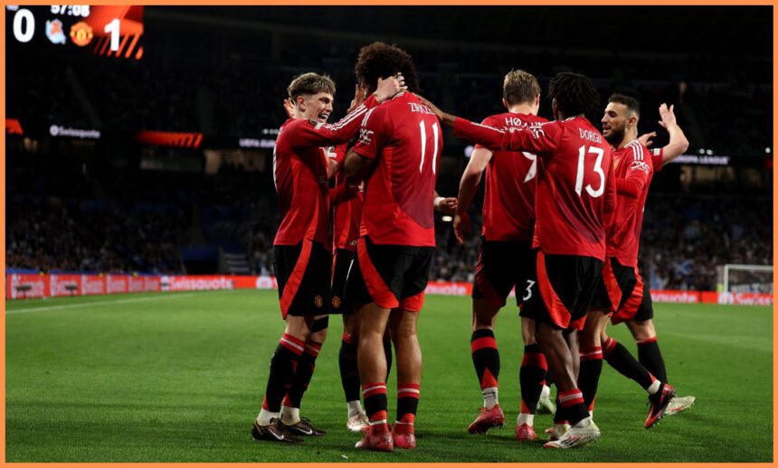 Man United players celebrating