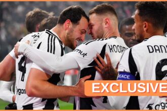 Federico Gatti celebrates with his Juventus teammates