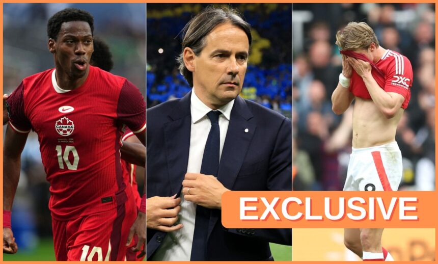 Jonathan David, Simone Inzaghi and Rasmus Hojlund