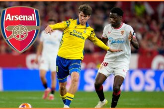 Lucien Agoume in action for Sevilla against Las Palmas