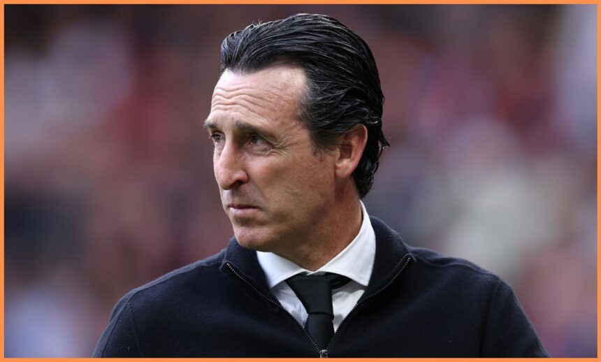 Aston Villa manager Unai Emery looks on