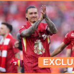 Darwin Nunez applauds the Liverpool fans