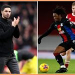 Mikel Arteta, Eberechi Eze and Emile Smith Rowe