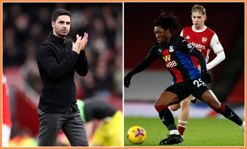 Mikel Arteta, Eberechi Eze and Emile Smith Rowe