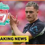 Florian Wirtz of Bayer Leverkusen and the Liverpool FC logo