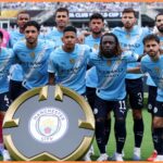 Manchester City players line up at the Club World Cup
