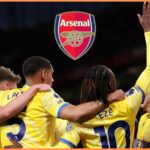 Eberechi Eze celebrates scoring for Palace away to Arsenal last season