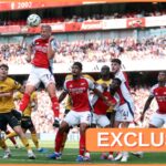 Arsenal players defending