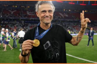 Luis Enrique with his Champions League winners