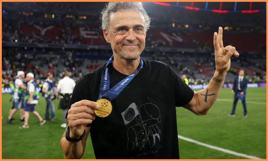 Luis Enrique with his Champions League winners