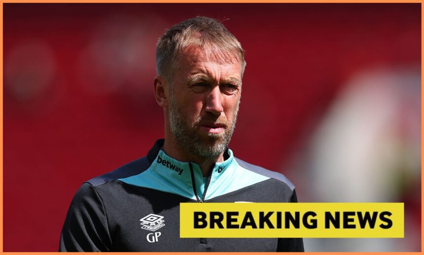 West Ham manager Graham Potter looks on