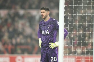 Fraser Forster in action for Tottenham