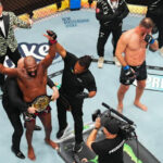 Jon Jones celebrates UFC title defense