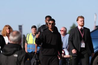 Marcus Rashford arrives for Aston Villa vs Tottenham
