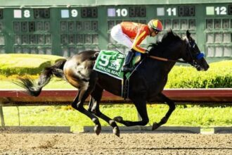 Nevada Beach wins Baffert for 10th in the Los Alamitos Derby