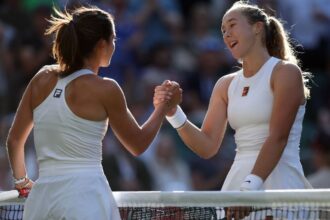 Emma Navarro of America falls to Mira Andreva of Wimbledon