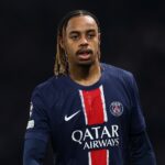 Bradley Barcola in action for PSG