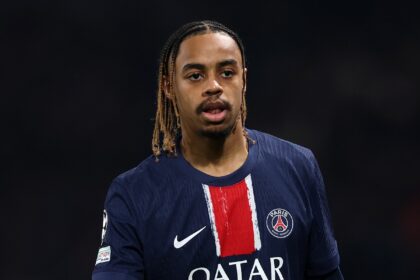 Bradley Barcola in action for PSG