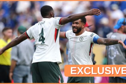 Tosin Adarabioyo celebrates with Reece James