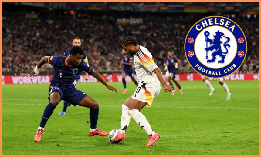 Jorrel Hato in action for the Netherlands against Germany