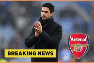 Mikel Arteta, Arsenal FC logo and yellow