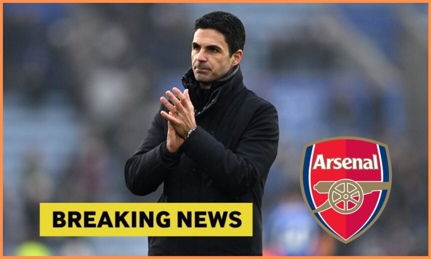 Mikel Arteta, Arsenal FC logo and yellow