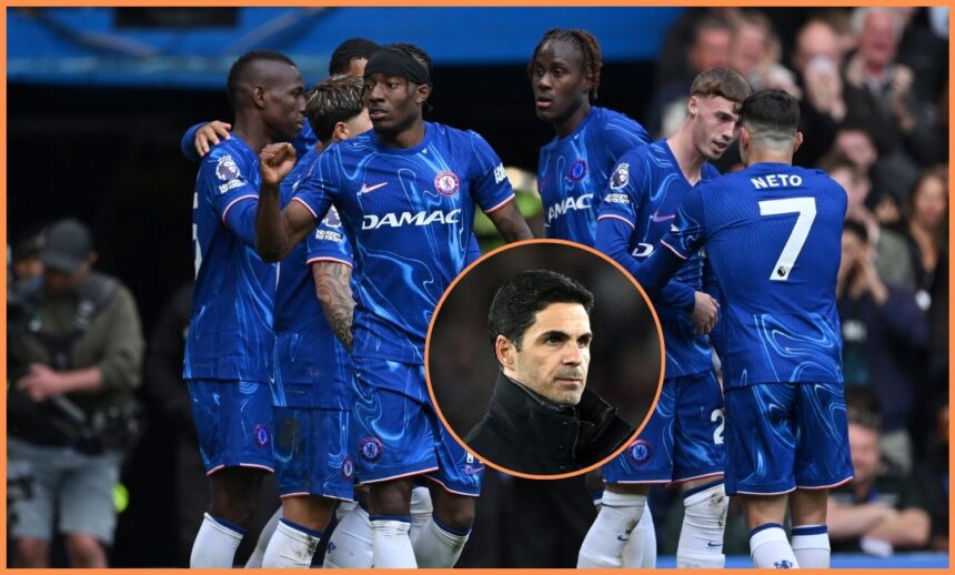 Noni Madueke and Mikel Arteta