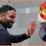 Ruben Amorim waving at Manchester United fans