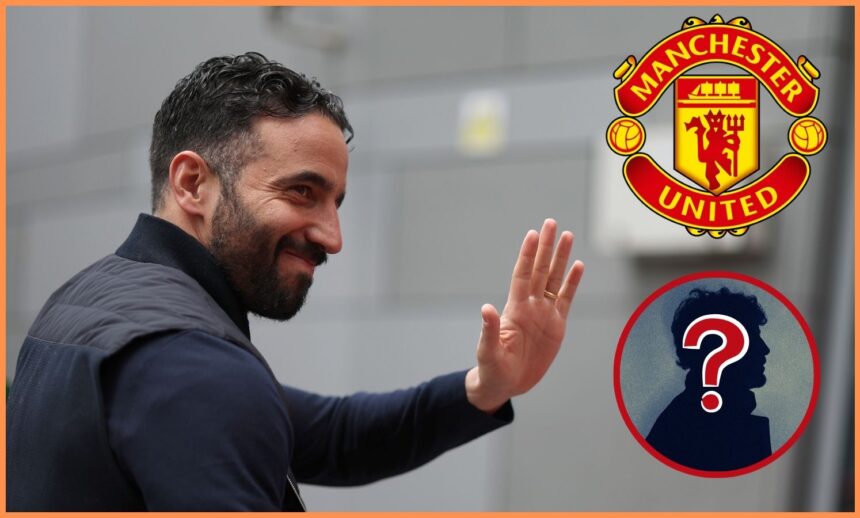 Ruben Amorim waving at Manchester United fans
