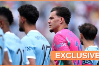 Ederson lining up for Manchester City