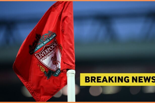Liverpool FC flag and breaking news banner