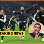 Hugo Ekitike celebrates with his Eintracht teammates