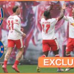 Xavi Simons celebrates with his RB Leipzig teammates