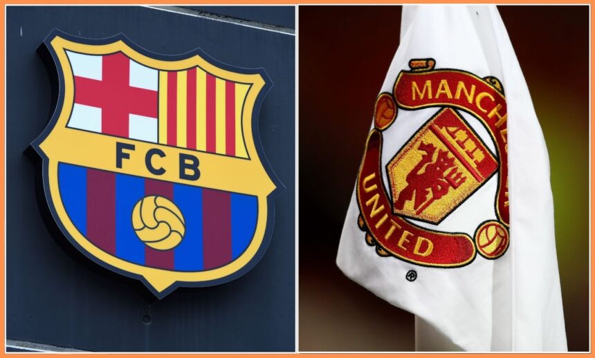 Barcelona and Manchester United club badges