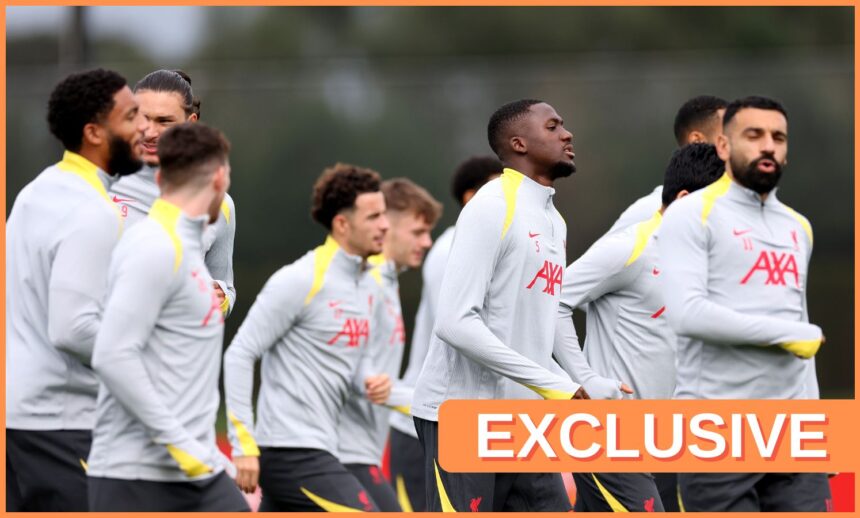Ibrahima Konate in Liverpool training