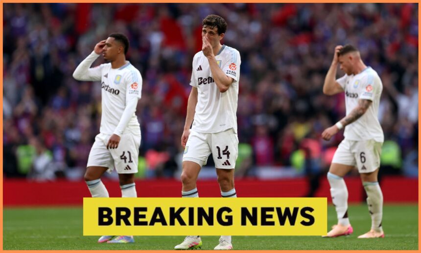 Jacob Ramsey and Pau Torres react to Aston Villa losing against Crystal Palace in the FA Cup semi-final