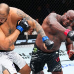 Derrick Lewis lands a punch on Tallison Teixeira at UFC Nashville