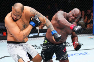 Derrick Lewis lands a punch on Tallison Teixeira at UFC Nashville